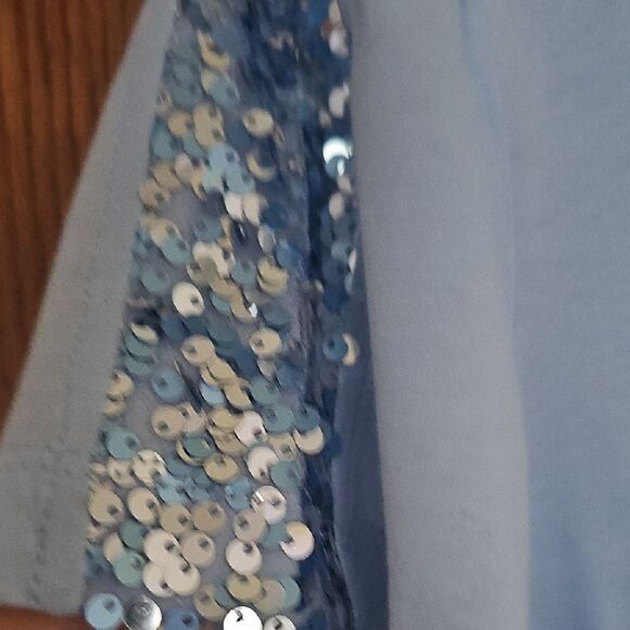 INC International Concept Blue Sequin Shoulder Women's Top - Picture 4 of 5